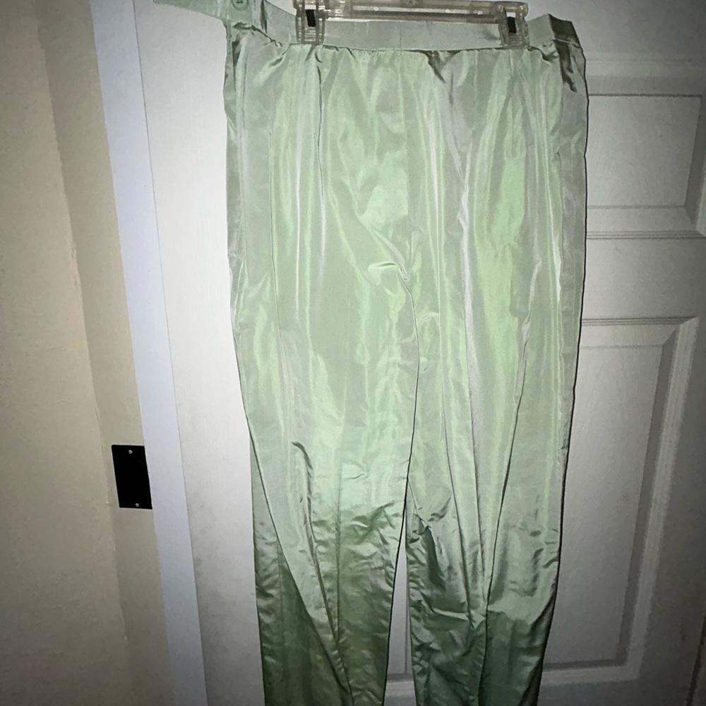 Green silk shimmery pants